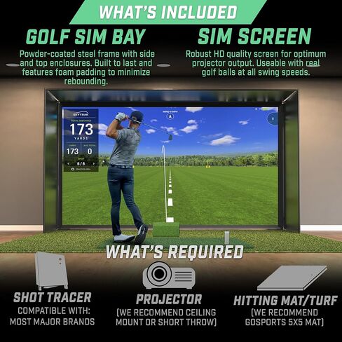 شبكات GoSports Golf Simulator - اختر 10 × 8 قدم أو 14 × 8 قدم - مجموعة كاملة مع إطار ومجموعة شاشة تأثير عالية الدقة in Kuwait