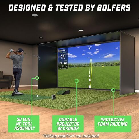 شبكات GoSports Golf Simulator - اختر 10 × 8 قدم أو 14 × 8 قدم - مجموعة كاملة مع إطار ومجموعة شاشة تأثير عالية الدقة in Kuwait