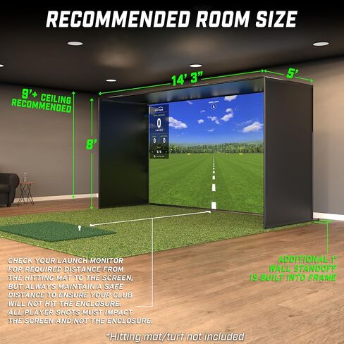 شبكات GoSports Golf Simulator - اختر 10 × 8 قدم أو 14 × 8 قدم - مجموعة كاملة مع إطار ومجموعة شاشة تأثير عالية الدقة in Kuwait