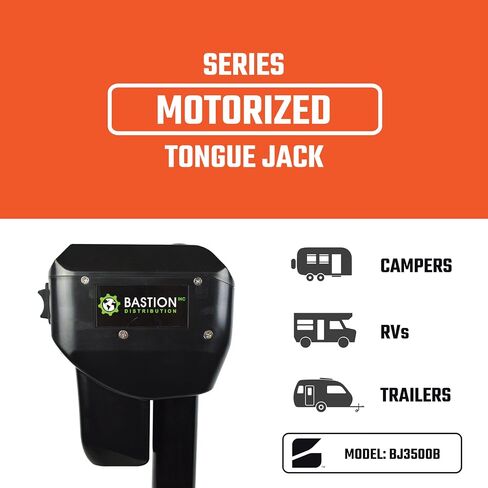 Bastion Distribution Power Tongue Jack | Electric or Manual Operation | A-Frame 3500LB Capacity | 12V | Front LED | for Trailers, Campers, and Boats in Kuwait
