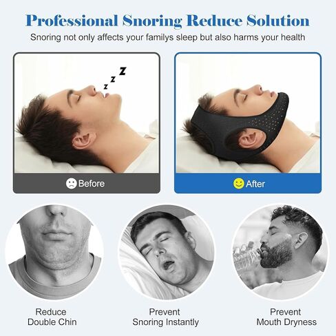 Anti Snoring Devices, Chin Strap for Sleeping, Breathable Stop Snoring Solution, Keep Mouth Closed for Men and Women, Comfortable Sleeping - Q1 in Saudi Arabia