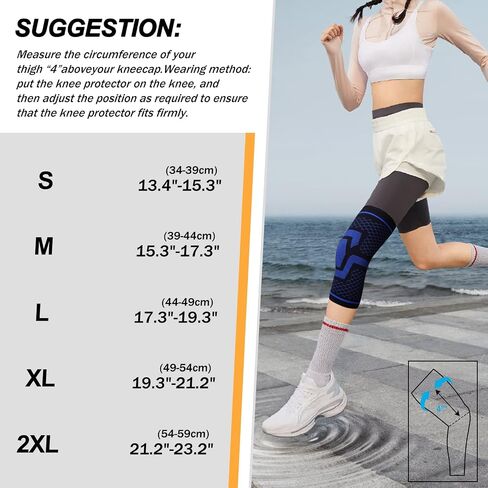 KUBAO Knee Brace Knee Sleeves Weightlifting Knee Compression Sleeve Wrestling Knee Pads Basketball Knee Pads Knee Brace For Meniscus Tear Knee Support For Men Yoga Knee Pads Navy Blue XXL in Saudi Arabia
