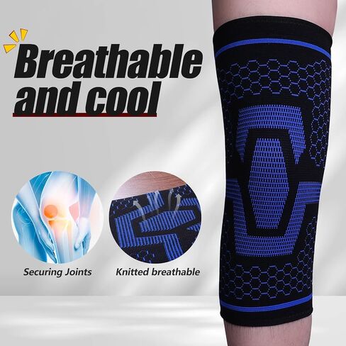 KUBAO Knee Brace Knee Sleeves Weightlifting Knee Compression Sleeve Wrestling Knee Pads Basketball Knee Pads Knee Brace For Meniscus Tear Knee Support For Men Yoga Knee Pads Navy Blue XXL in Saudi Arabia