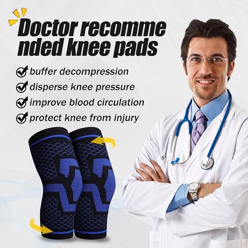 KUBAO Knee Brace Knee Sleeves Weightlifting Knee Compression Sleeve Wrestling Knee Pads Basketball Knee Pads Knee Brace For Meniscus Tear Knee Support For Men Yoga Knee Pads Navy Blue XXL in Saudi Arabia