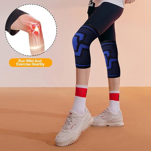 KUBAO Knee Brace Knee Sleeves Weightlifting Knee Compression Sleeve Wrestling Knee Pads Basketball Knee Pads Knee Brace For Meniscus Tear Knee Support For Men Yoga Knee Pads Navy Blue XXL in Saudi Arabia
