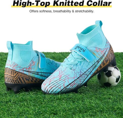 GINNI Kids Firm Ground Soccer Cleats Boys Girls Athletic Soccer Shoes Youth Outdoor Football Cleats Lightweight Breathable FG/AG Baseball Cleats Football Boots Shoes for Toddler/Little Kids/Big Kids in Saudi Arabia
