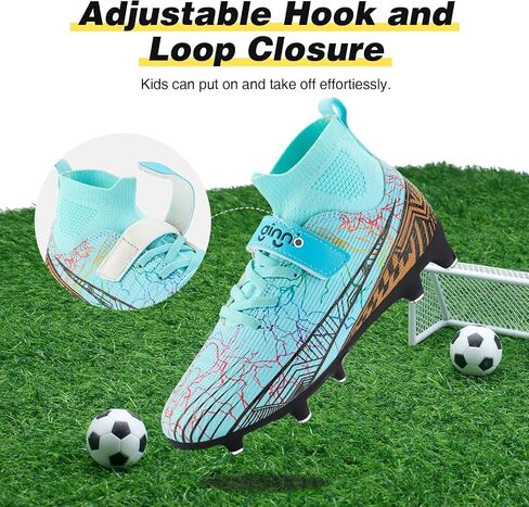 GINNI Kids Firm Ground Soccer Cleats Boys Girls Athletic Soccer Shoes Youth Outdoor Football Cleats Lightweight Breathable FG/AG Baseball Cleats Football Boots Shoes for Toddler/Little Kids/Big Kids in Saudi Arabia