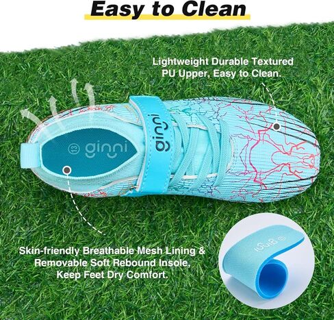 GINNI Kids Firm Ground Soccer Cleats Boys Girls Athletic Soccer Shoes Youth Outdoor Football Cleats Lightweight Breathable FG/AG Baseball Cleats Football Boots Shoes for Toddler/Little Kids/Big Kids in Saudi Arabia