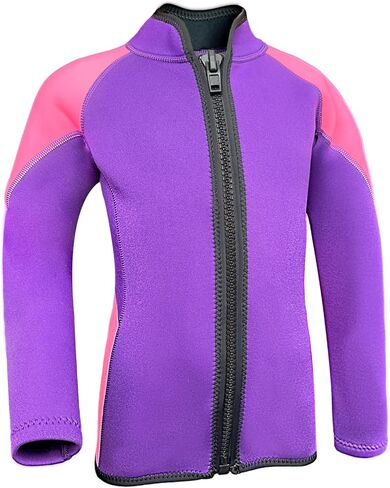 Kids Wetsuit Top for Girls 2mm Neoprene Jacket Long Sleeve Front Zipper Swimsuit Keep Warm Swimwear for Surfing Swimming Diving in Saudi Arabia
