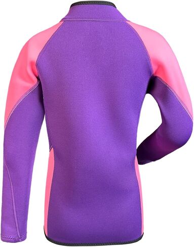 Kids Wetsuit Top for Girls 2mm Neoprene Jacket Long Sleeve Front Zipper Swimsuit Keep Warm Swimwear for Surfing Swimming Diving in Saudi Arabia