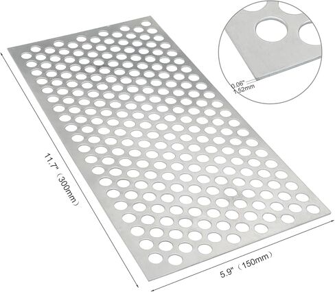 Xadnitu 1 قطعة صفائح معدنية مثقوبة من الألومنيوم مقاس 11.7 بوصة × 5.9 بوصة × 0.06 بوصة (1.52 مم) ألواح شبكية من الألومنيوم شاشة شبكية معدنية مزخرفة مع فتحات 0.4 بوصة للتهوية والتدخين in Kuwait