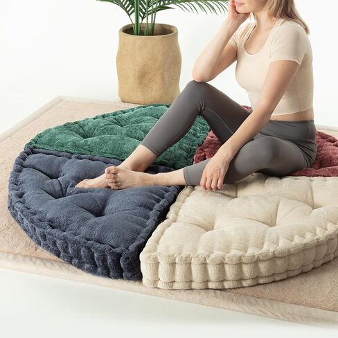 Floor Pillow for Adults, Meditation Cushion for Sitting or Yoga, Classroom Seating for Kids with Velcro Fastener, Pizza Cushion 28"*28" in Saudi Arabia