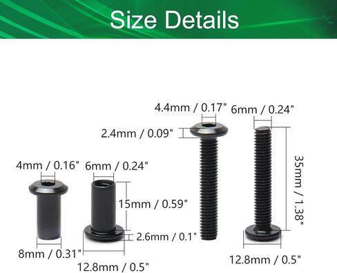 Yinpecly 10Pcs Screw Post Fit for 5/16"(8mm) Hole Dia, Male M6x12mm Belt Buckle Binding Bolts for Scrapbook Photo Albums Binding and Leather Saddles Purses Belt Repair, Carbon Steel Black Tone in Saudi Arabia