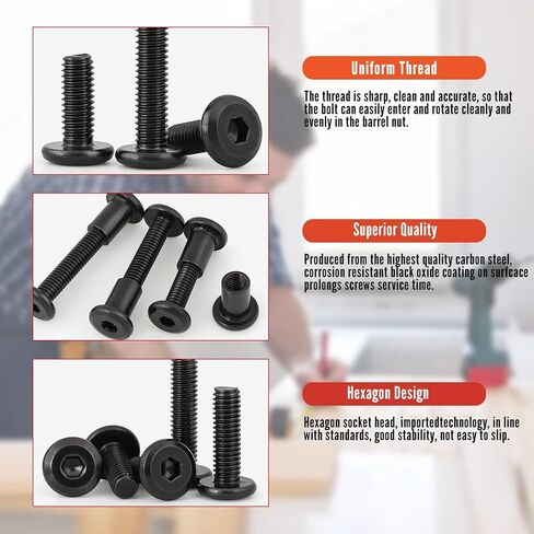 Yinpecly 10Pcs Screw Post Fit for 5/16"(8mm) Hole Dia, Male M6x12mm Belt Buckle Binding Bolts for Scrapbook Photo Albums Binding and Leather Saddles Purses Belt Repair, Carbon Steel Black Tone in Saudi Arabia