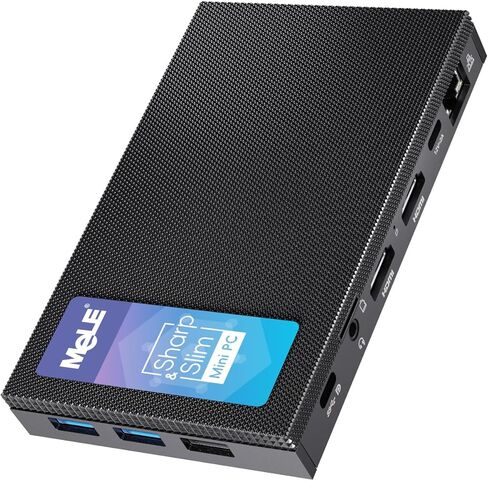 MeLE Mini PC Quieter 4C - الجيل الثاني عشر N100، تصميم بدون مروحة، ذاكرة وصول عشوائي 16 جيجابايت، ذاكرة وصول عشوائي 512 جيجابايت، Windows 11 Pro، شبكة LAN مزدوجة، 2.4/5G Wi-Fi، USB-C كامل الوظائف، سطح مكتب ثلاثي العرض 4K في المنزل والمكتب والتعليم إنترنت  in Kuwait