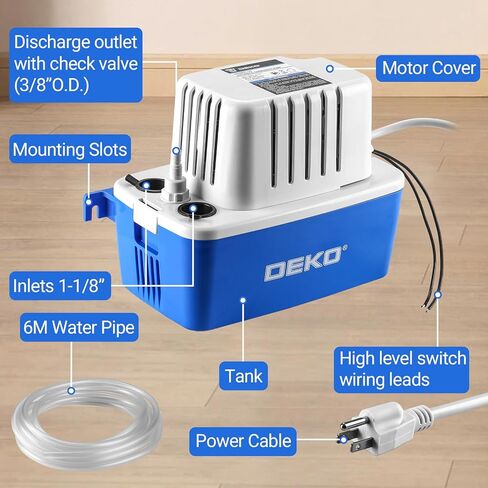 مضخة المكثفات لجهاز إزالة الرطوبة AC: مضخة إزالة المكثفات الأوتوماتيكية DEKOPRO AC للفرن HVAC مع أنابيب مفتاح الأمان in Kuwait