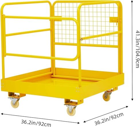Forklift Safety Cage, 36"x36" inch Heavy Duty Collapsible Forklift Work Platform,1200LBS Capacity with 4 Universal Wheels, for Most Aerial Jobs in Kuwait