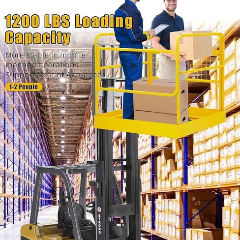 Forklift Safety Cage, 36"x36" inch Heavy Duty Collapsible Forklift Work Platform,1200LBS Capacity with 4 Universal Wheels, for Most Aerial Jobs in Kuwait
