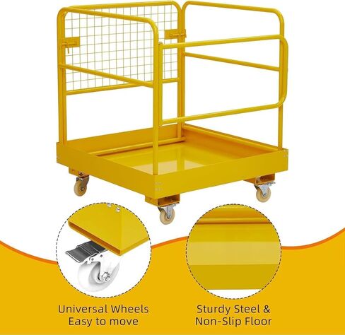 Forklift Safety Cage, 36"x36" inch Heavy Duty Collapsible Forklift Work Platform,1200LBS Capacity with 4 Universal Wheels, for Most Aerial Jobs in Kuwait
