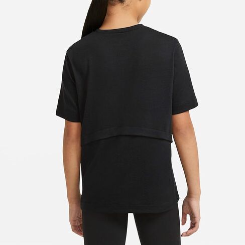 تي شيرت Nike Dri-FIT Trophy للأطفال الكبار (للبنات) بأكمام قصيرة مقاس L (أسود)، مقاس كبير in Saudi Arabia