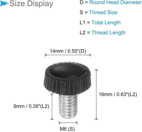 مقابض برغي الإبهام، خيط ذكر M5 × 12 مم، مقبض مقابض يدوية برأس مستدير أسود، (التطبيقات: لمخارط الآلات)، 30 قطعة in Saudi Arabia
