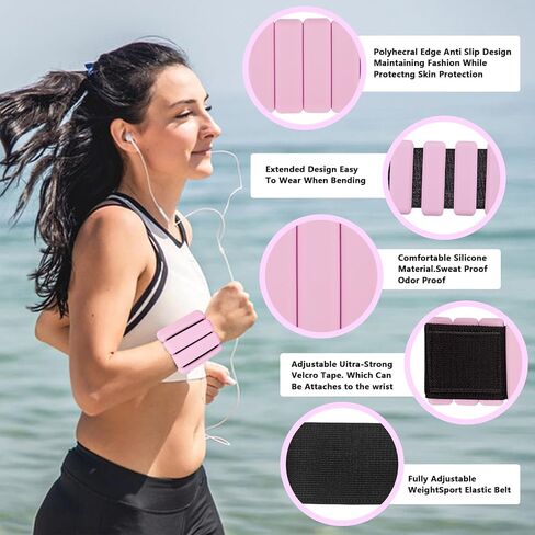 Pilates Ankle Weights and Wrist Weights for Women, Leg Weights and Arm Weights Set of 2 (1 LB/2 LBS Each), Adjustable Yoga, Dance, Barre, Walking, Gym Workout in Saudi Arabia