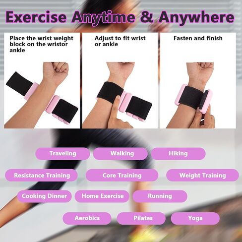 Pilates Ankle Weights and Wrist Weights for Women, Leg Weights and Arm Weights Set of 2 (1 LB/2 LBS Each), Adjustable Yoga, Dance, Barre, Walking, Gym Workout in Saudi Arabia