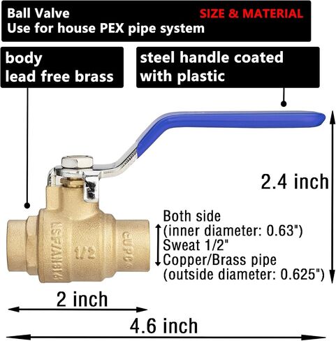 (4 Pack) Lidertik 1/2 inch PEX-B Crimp Ball Valve Shut Off Valve 1/4 Turn Valve LI-QF1-1807-0.5(4 PCS) in Saudi Arabia