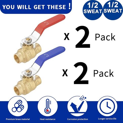 (4 Pack) Lidertik 1/2 inch PEX-B Crimp Ball Valve Shut Off Valve 1/4 Turn Valve LI-QF1-1807-0.5(4 PCS) in Saudi Arabia