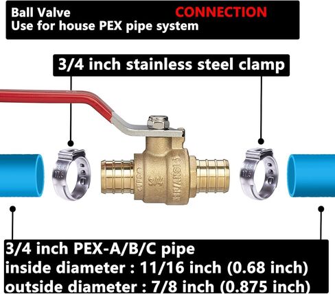 (4 Pack) Lidertik 1/2 inch PEX-B Crimp Ball Valve Shut Off Valve 1/4 Turn Valve LI-QF1-1807-0.5(4 PCS) in Kuwait