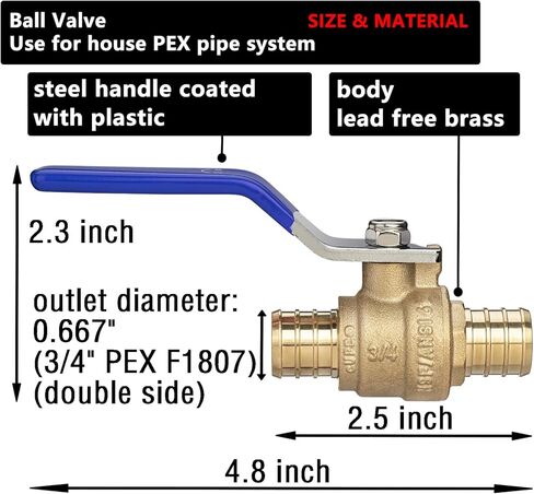 (4 Pack) Lidertik 1/2 inch PEX-B Crimp Ball Valve Shut Off Valve 1/4 Turn Valve LI-QF1-1807-0.5(4 PCS) in Kuwait