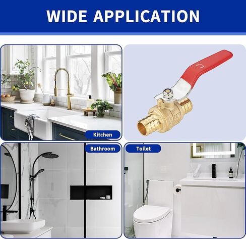 (4 Pack) Lidertik 1/2 inch PEX-B Crimp Ball Valve Shut Off Valve 1/4 Turn Valve LI-QF1-1807-0.5(4 PCS) in Kuwait