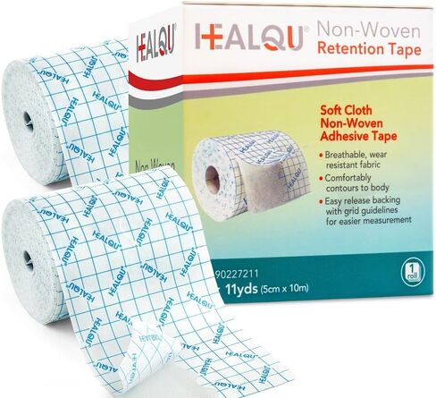 HEALQU Retention Tape Non Woven Adhesive Breathable Wear Resistent Fabric Easy Release Backing with Grid (2x11) in Kuwait