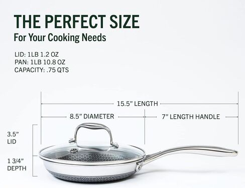 HexClad Hybrid Nonstick Frying Pan, 8-Inch, Stay-Cook Handle, Dishwasher and Oven Safe, Induction-Ready, Compatible with All Cooktops in Saudi Arabia