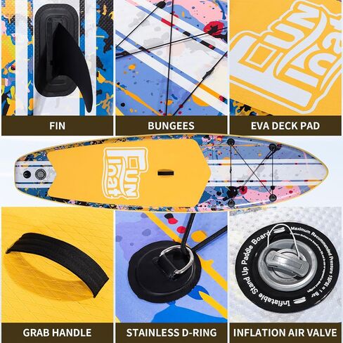 SUP, Paddle Board 11'x33 x6 Wide Inflatable Stand Up Paddle Board with Hand Pump, Leash, Adjustable Paddle for Basic Version, 100L Backpack, All-Round Sup Board in Saudi Arabia