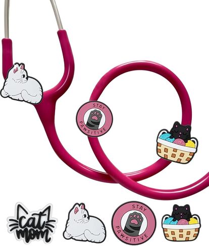 Plifal Stethoscope Charm Tag for Nurse - 5 Pieces Cute Squirrel Stethoscope Charm Raccoon Label Personalized Accessory Fit for MDF Littmann Various Style, Present for Ped Nurse, Doctor, Medical Worker in Saudi Arabia