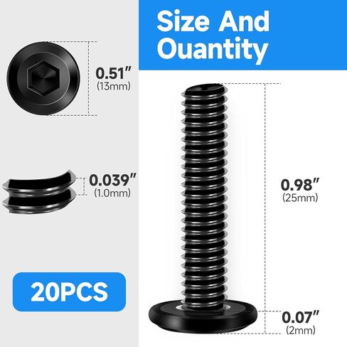 20Pcs M8 Bolt M8 x 30mm Flat Head Socket Cap Screw Bolts, M8 Screws Metric Bolt Kit, Stainless Steel Bolts 304, Black Oxide M8x1.25 Bolt by Marysino in Saudi Arabia