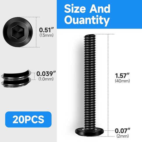 20Pcs M8 Bolt M8 x 30mm Flat Head Socket Cap Screw Bolts, M8 Screws Metric Bolt Kit, Stainless Steel Bolts 304, Black Oxide M8x1.25 Bolt by Marysino in Saudi Arabia