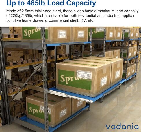 VADANIA 32" Soft Close Heavy Duty Drawer Slides, VK2053, Up to 265lb Load Capacity, 3-Fold Full Extension, Ball Bearing, Side Mount, 1-Pair in Saudi Arabia