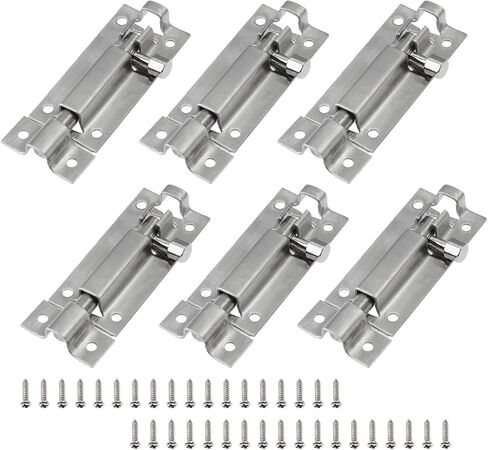 6Pcs 1.5" Barrel Bolt, Stainless Steel Sliding Lock Barrel Slide Bolt, Security Interior Exterior Door Window Latch with Mounting Screws to Keep You Safe and Private in Kuwait