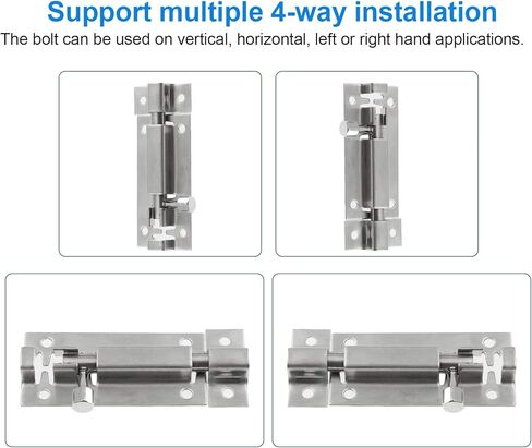 6Pcs 1.5" Barrel Bolt, Stainless Steel Sliding Lock Barrel Slide Bolt, Security Interior Exterior Door Window Latch with Mounting Screws to Keep You Safe and Private in Kuwait
