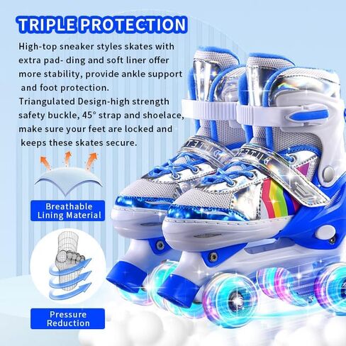 ERNAN Four sizes of adjustable roller skates, all Wheels flash, suitable for boys and girls, Children like, for different ages in Kuwait