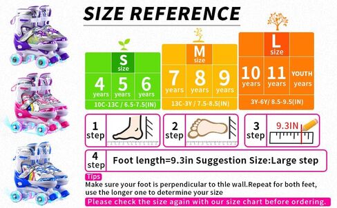 ERNAN Four sizes of adjustable roller skates, all Wheels flash, suitable for boys and girls, Children like, for different ages in Kuwait
