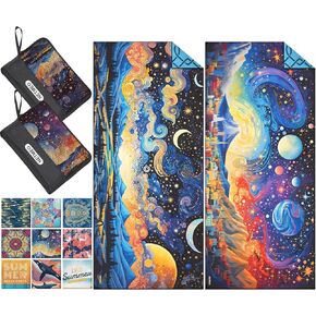 2 Pack Microfiber Beach Towels, Sand-Proof, Quick-Drying, Water-Absorbent, Large Size for Pool Beach Easy Storage Vacation Travel Supplies Gift,71 x 32 inches (Seaside Sky)