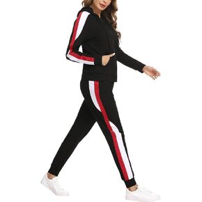 Marvmys Women's 2 Piece Tracksuit Set Full Zip-Up Hoddie Sweatsuits Color Block Jogging Suits with Pockets