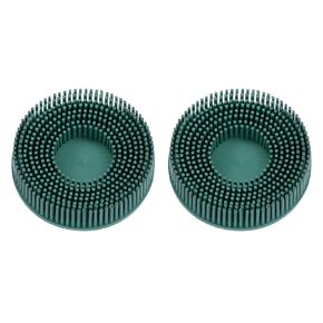 HARFINGTON 2pcs Bristle Disc 3" 50 Grit Abrasive Brush Deburring Electric Disc Brush with Quick Change Roll Lock Abrasive Coating Removal Disc for Metal, Green
