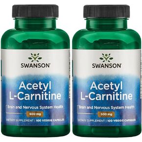 Swanson Acetyl-L-Carnitine - Amino Acid Supplement Promoting Cognitive Health & Muscle Support - Natural Formula May Promote Nervous System Health - (100 Veggie Capsules) 2 Pack