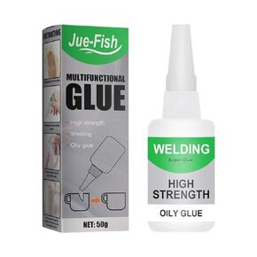 Jue Fish Glue Welding High-Strength Oily Glue, Universal All Purpose Super Glue Extra Strength, Waterproof Strong Glue for Metal Plastic Wood Ceramics Leather - Instant Bonding in 10s, 50g (2PCS)