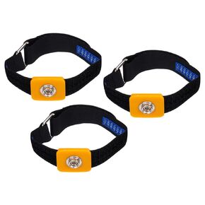 MECCANIXITY ESD Anti Static Wrist Strap, 11.8 Inch 3Pcs Stick Buckle Adjustable Antistatic Bracelet for Computer Electronics Repair Black