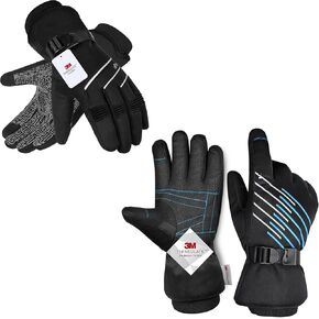 MOREOK 3M Thinsulate Winter Gloves MK020F One Pair(Black-Large 3M Thinsulate Winter Ski Gloves MK024F One Pair(Blue-Large